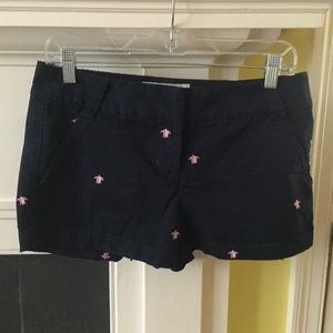 NWT J. Crew 3" Chino Turtle Critter Short Embroidered Navy Pink - Size 4